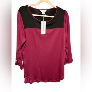 Liz Claiborne Women's Wine and Black Blouse Size Medium